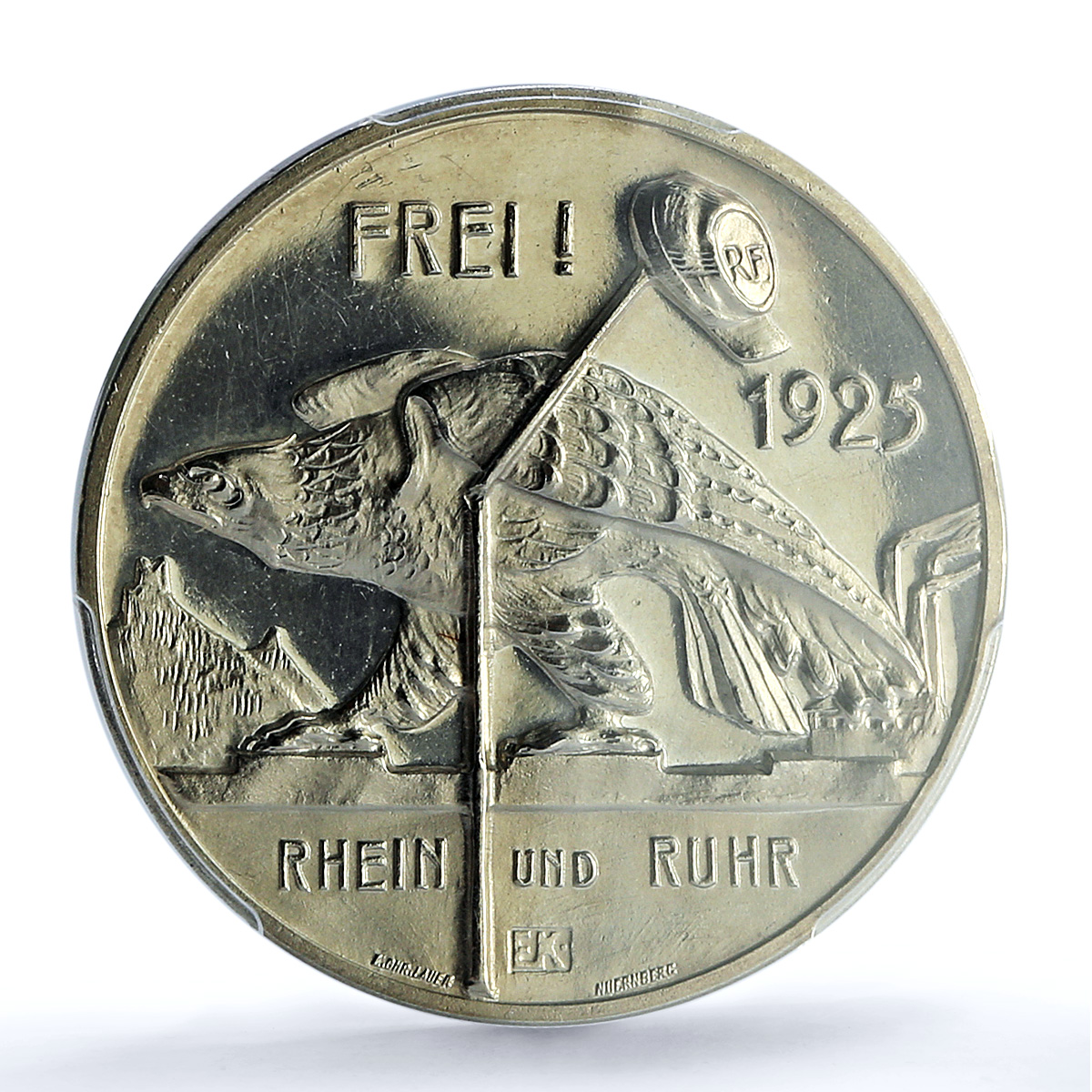 Germany Weimar Nurnberg Rhine Ruhr Liberation SP 62 PCGS silver medal 1925