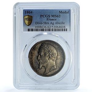 France Napoleon III Scientific Commission Mexico Divo-58A MS 62 PCGS medal 1864