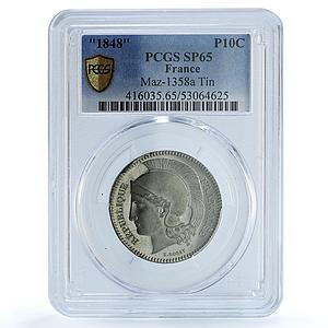 France 10 centimes Second Republic Pattern Rogat Maz-1358a SP 65 PCGS coin 1848