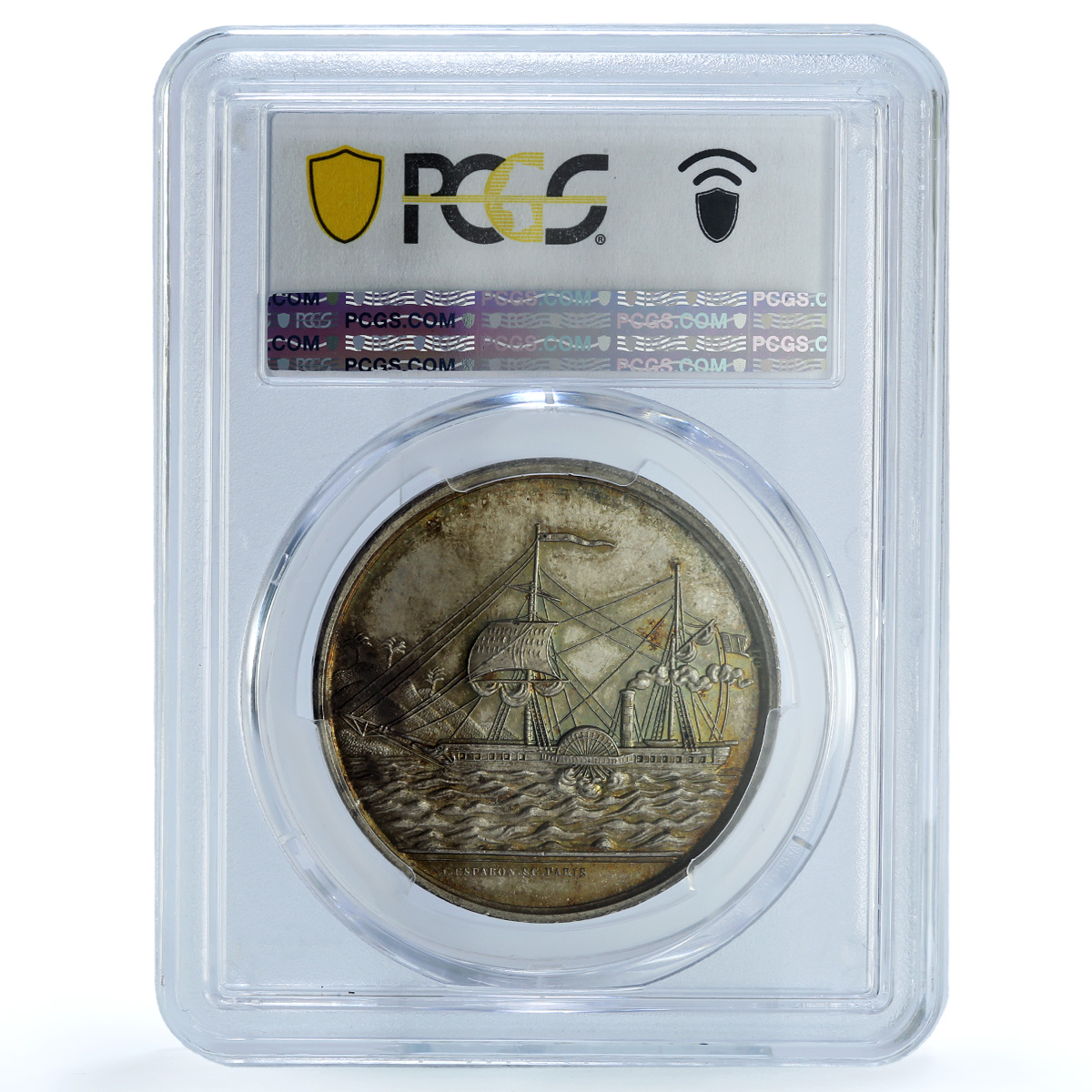 Senegal Compagnie de Remorquage Paris Mint Lec-1 Ship MS 65 PCGS silver medal ND