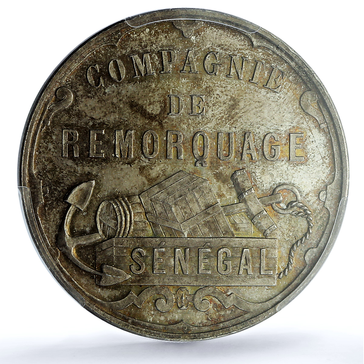 Senegal Compagnie de Remorquage Paris Mint Lec-1 Ship MS 65 PCGS silver medal ND