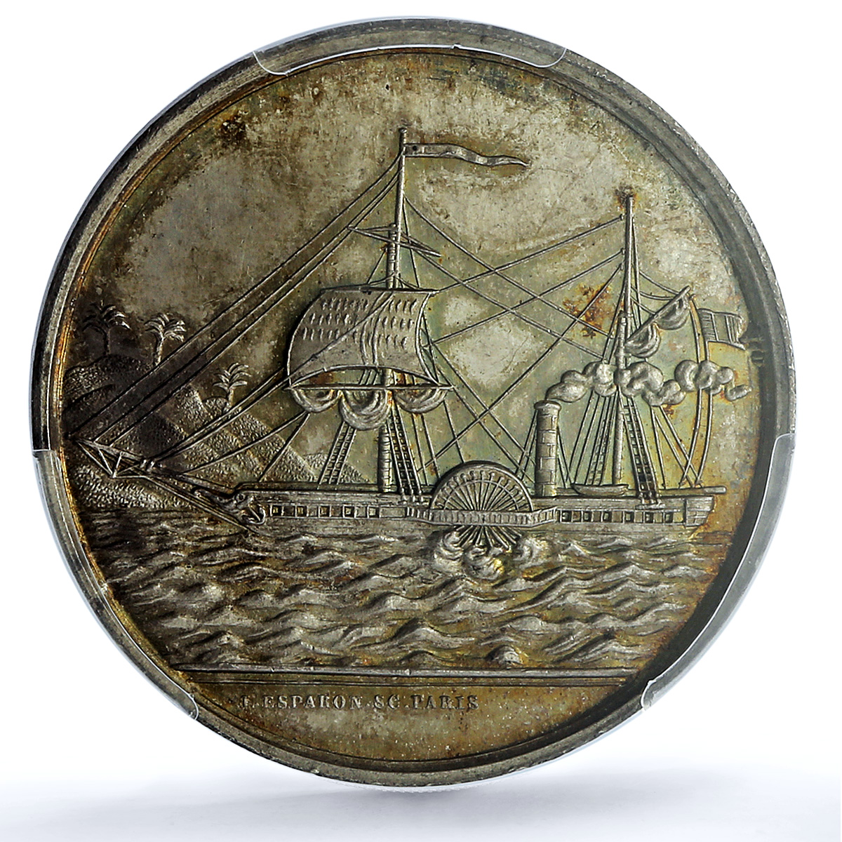 Senegal Compagnie de Remorquage Paris Mint Lec-1 Ship MS 65 PCGS silver medal ND