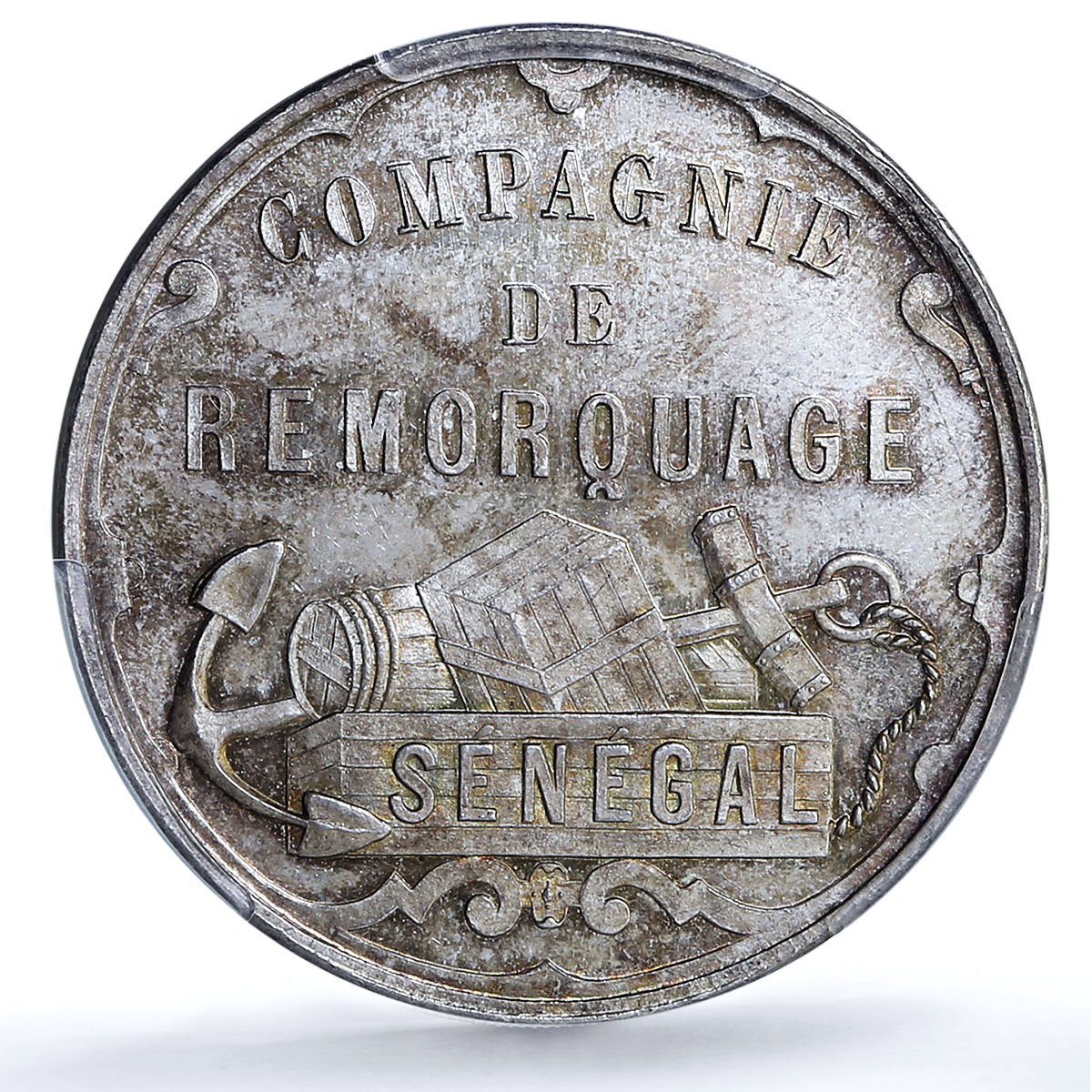Senegal Compagnie de Remorquage Paris Mint Lec-1 Ship MS 65 PCGS silver medal ND