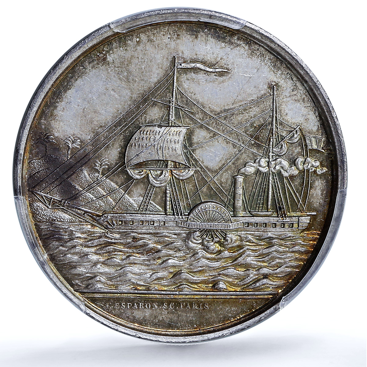 Senegal Compagnie de Remorquage Paris Mint Lec-1 Ship MS 65 PCGS silver medal ND