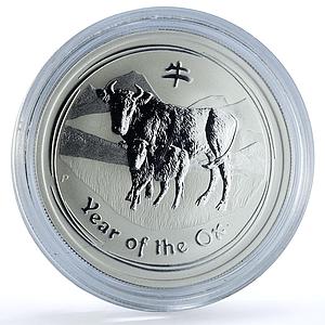Australia 50 cents Year of the Ox KM-1750 Lunar Series 2 Bull silver coin 2009