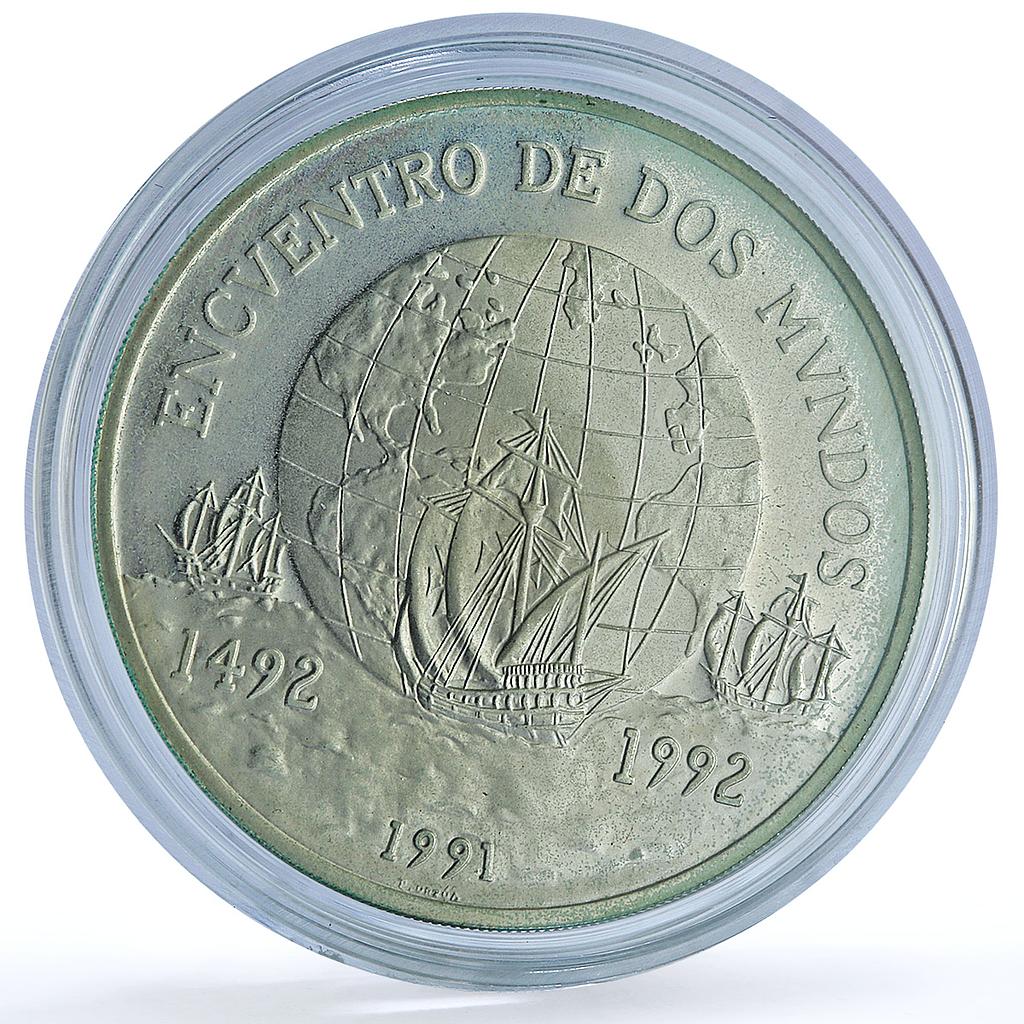 Chile 10000 pesos Ibero-American KM-230 Globe Ship proof silver coin 1991 Chile 10000 pesos Ibero-American KM-230 Globe Ship proof silver coin 1991