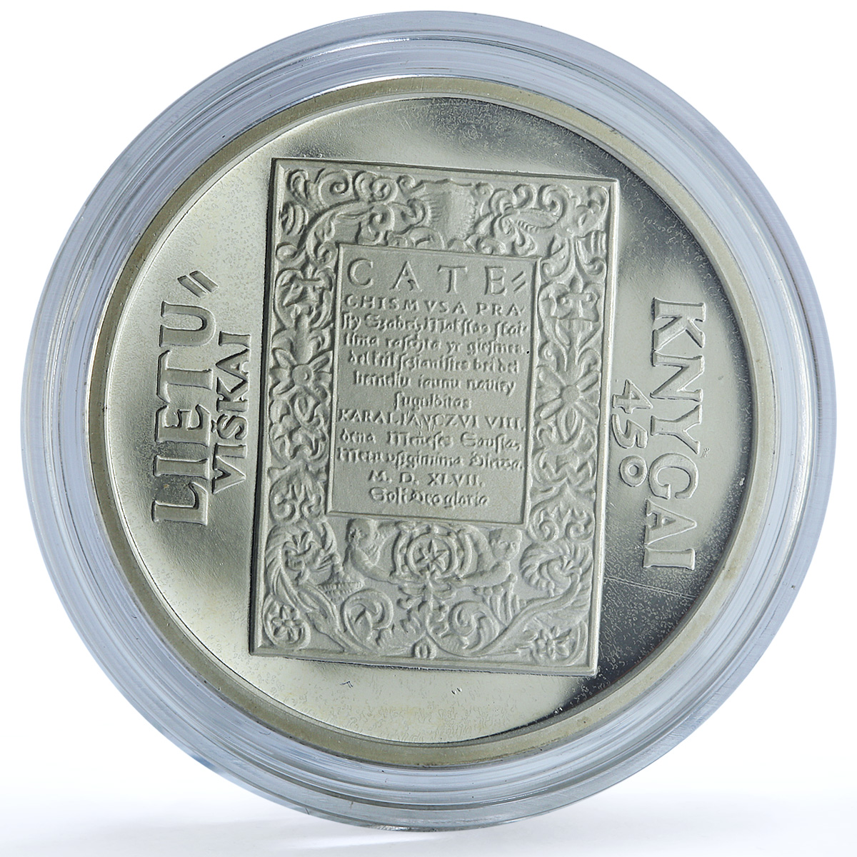 Lithuania 50 litu First Lithuanian Book KM-104 Literature proof silver coin 1997 Lithuania 50 litu First Lithuanian Book KM-104 Literature proof silver coin 1997
