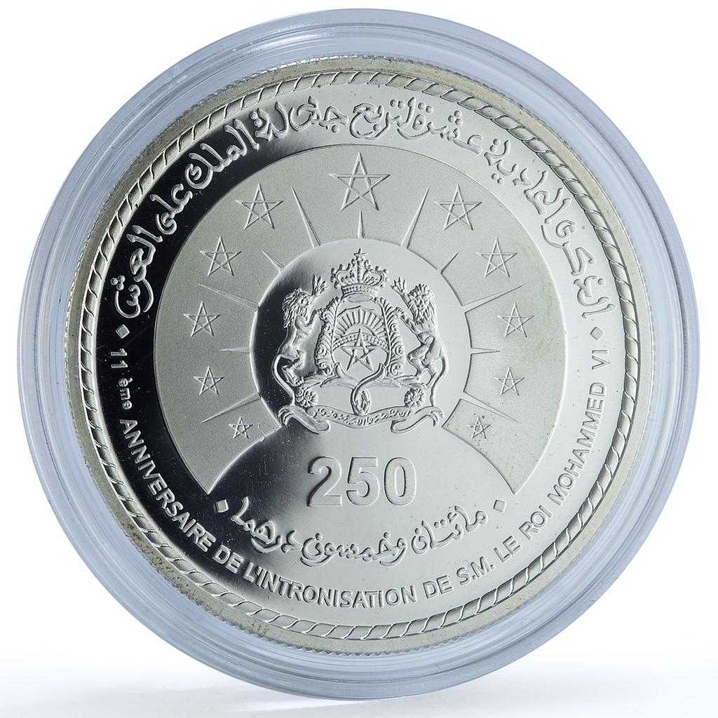 Morocco 250 dirhams Mohammed VI Enthronement 11 Anniversary PR silver coin 2010 Morocco 250 dirhams Mohammed VI Enthronement 11 Anniversary PR silver coin 2010