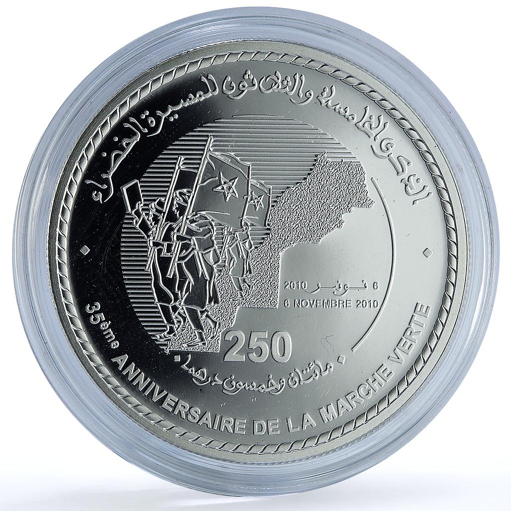 Morocco 250 dirhams Green March 35th Anniversary Y#132 proof silver coin 2010 Morocco 250 dirhams Green March 35th Anniversary Y#132 proof silver coin 2010