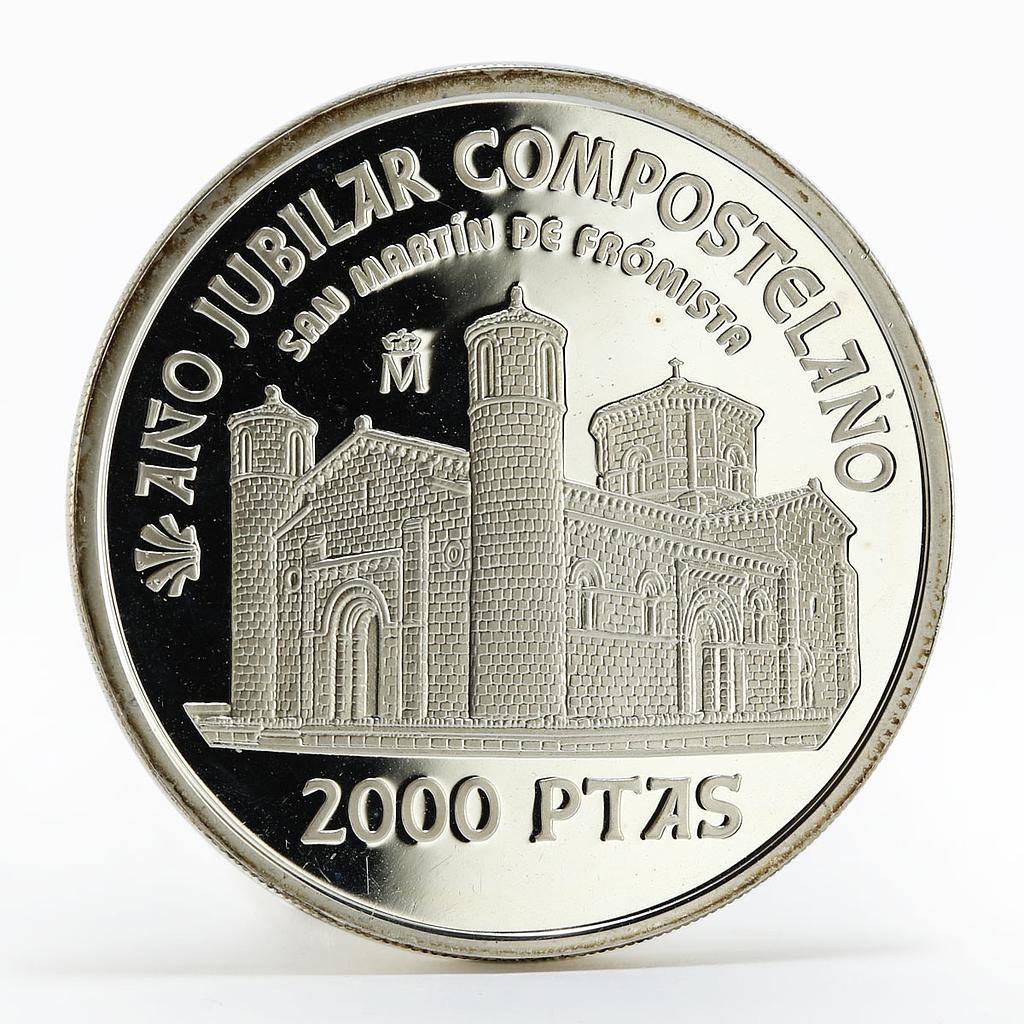 Spain 2000 pesetas Holy Year of St. James church silver coin 1999