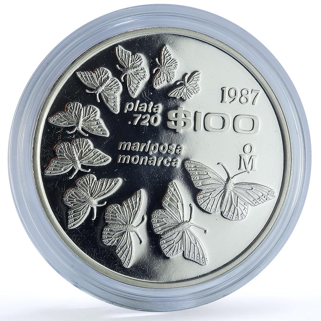 Mexico 100 pesos Mariposa Monarca KM-537 Fauna Butterfly proof silver coin 1987 Mexico 100 pesos Mariposa Monarca KM-537 Fauna Butterfly proof silver coin 1987