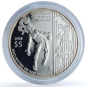 Mexico 5 pesos Juego Pelota KM-805 Ibero-American Olympics silver coin 2008