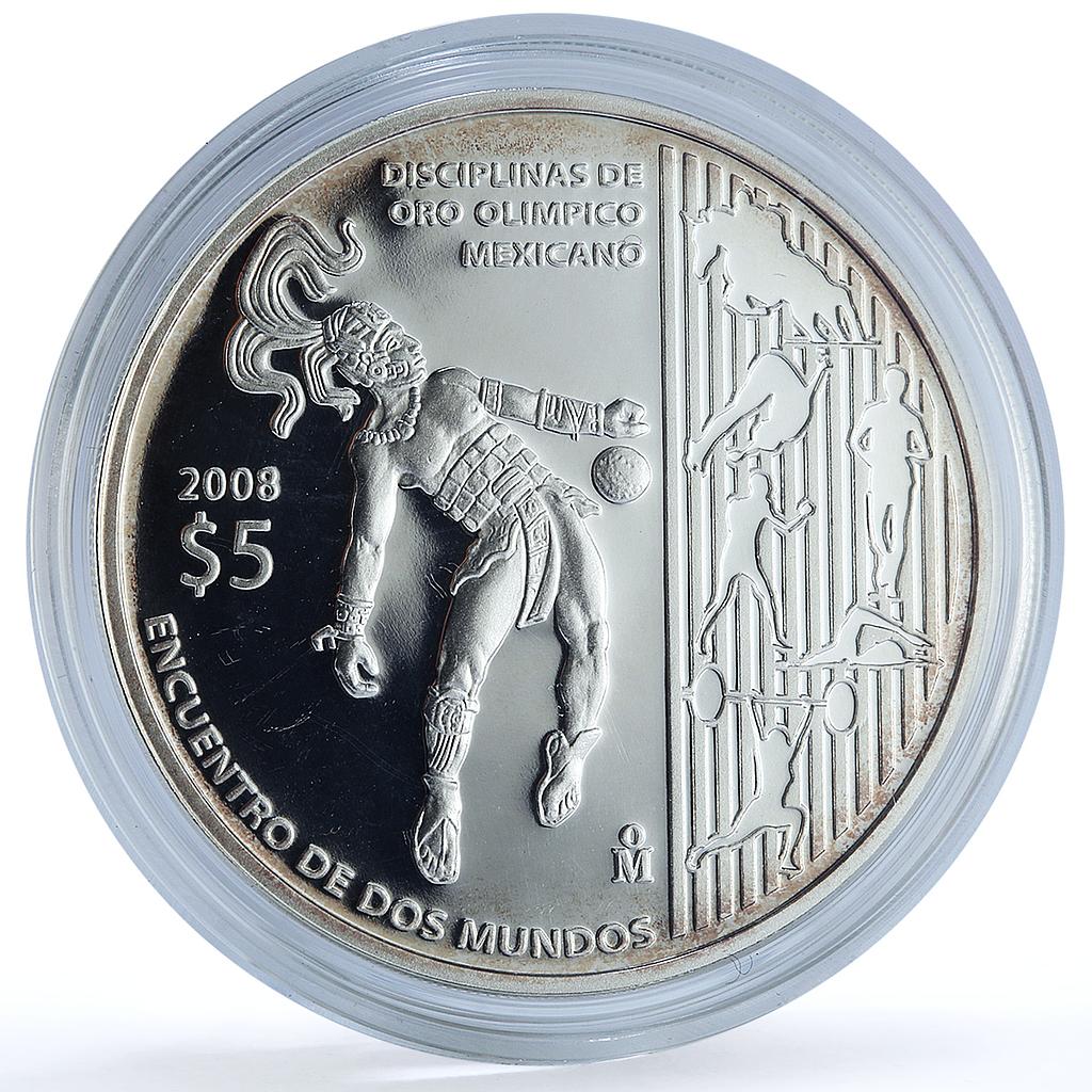 Mexico 5 pesos Juego Pelota KM-805 Ibero-American Olympics silver coin 2008 Mexico 5 pesos Juego Pelota KM-805 Ibero-American Olympics silver coin 2008