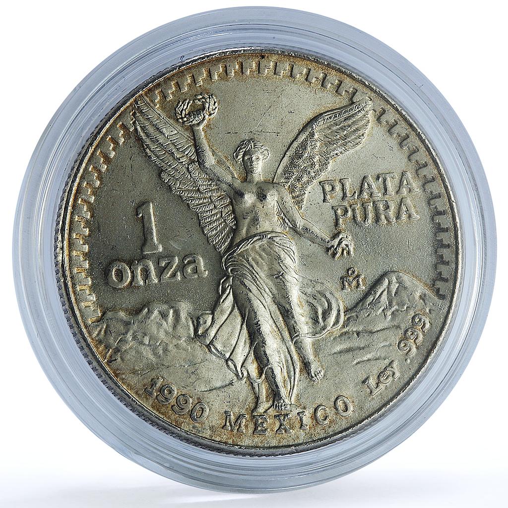 Mexico 1 onza Libertad Angel of Independence KM-494.2 Bullion silver coin 1990 Mexico 1 onza Libertad Angel of Independence KM-494.2 Bullion silver coin 1990