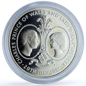Tristan da Cunha 25 pence Wedding KM-4a Charles Diana silver coin 1981