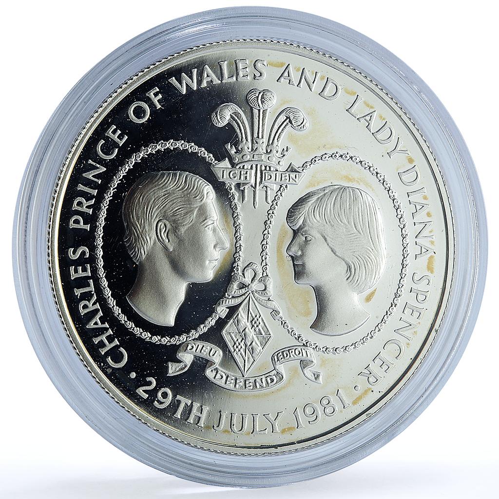 Tristan da Cunha 25 pence Wedding KM-4a Charles Diana silver coin 1981