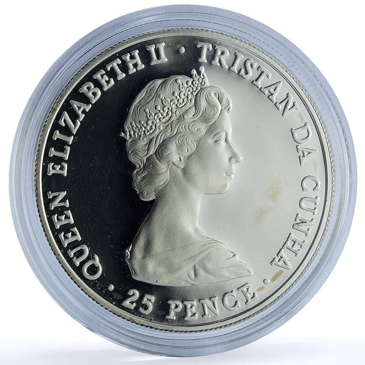 Tristan da Cunha 25 pence Wedding KM-4a Charles Diana silver coin 1981