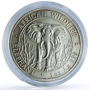 Somalia 1000 shillings Elephant KM-183 African Wildlife Bullion silver coin 2004