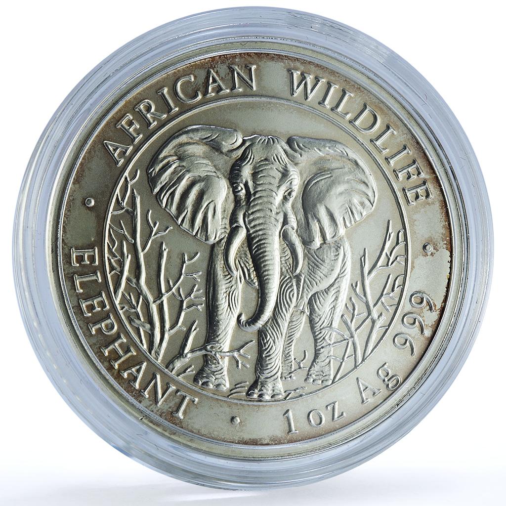 Somalia 1000 shillings Elephant KM-183 African Wildlife Bullion silver coin 2004