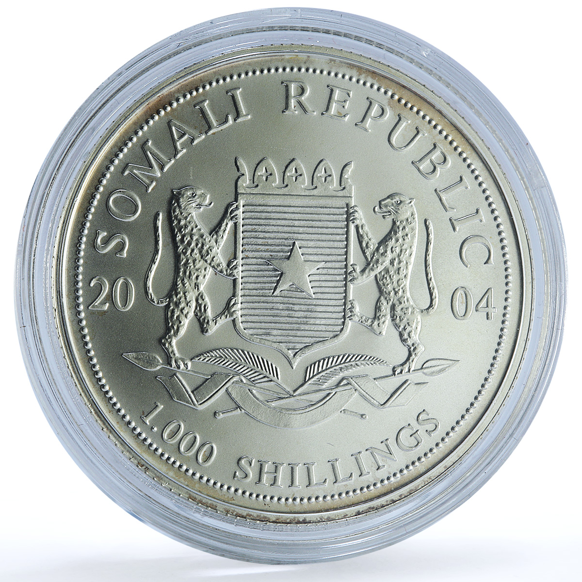 Somalia 1000 shillings Elephant KM-183 African Wildlife Bullion silver coin 2004