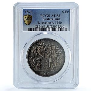Switzerland 5 francs Lausanne Shooting Festival AU 58 PCGS silver coin 1876