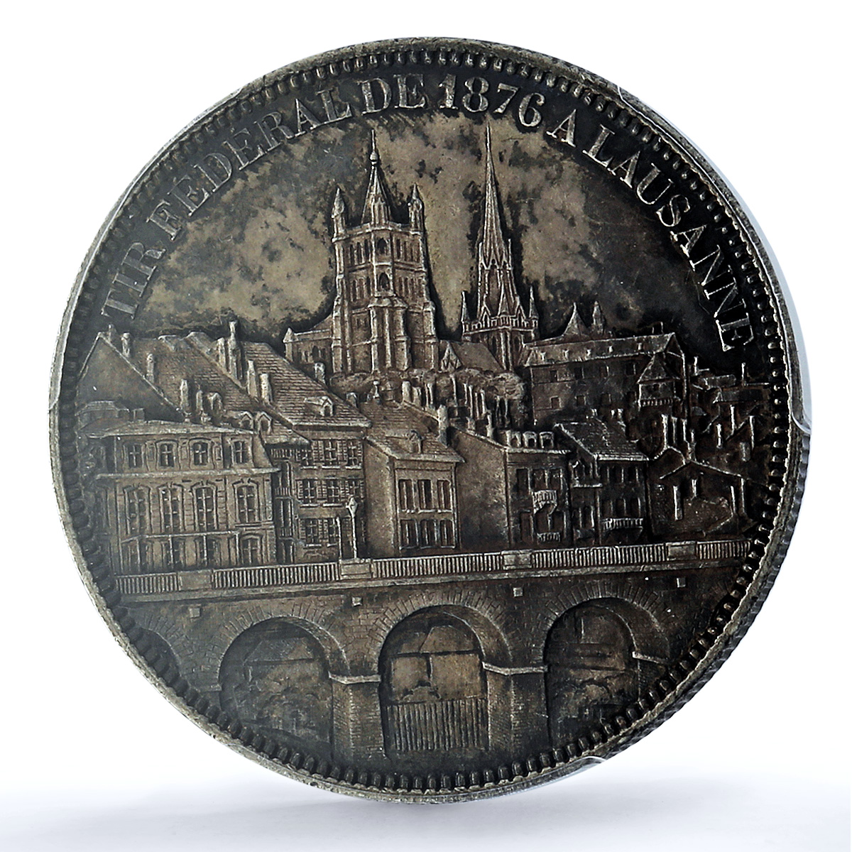 Switzerland 5 francs Lausanne Shooting Festival AU 58 PCGS silver coin 1876