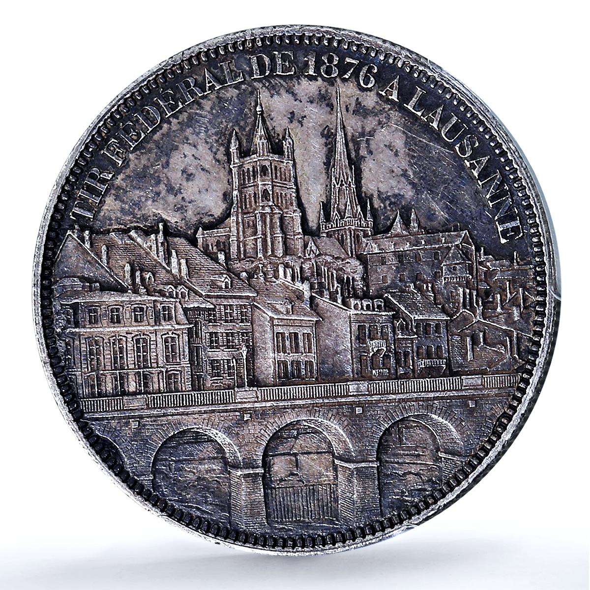 Switzerland 5 francs Lausanne Shooting Festival AU 58 PCGS silver coin 1876
