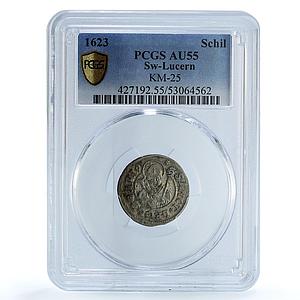 Switzerland 1 schilling Lucern Imperial City KM-25 AU 55 PCGS billon coin 1623