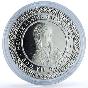 Turkey 25 lira Medical Education KM-1196 Woman Snake Flower silver coin 2006