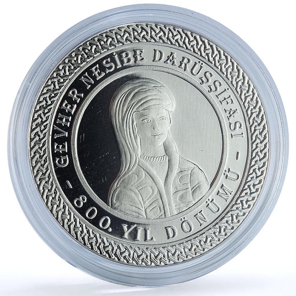 Turkey 25 lira Medical Education KM-1196 Woman Snake Flower silver coin 2006