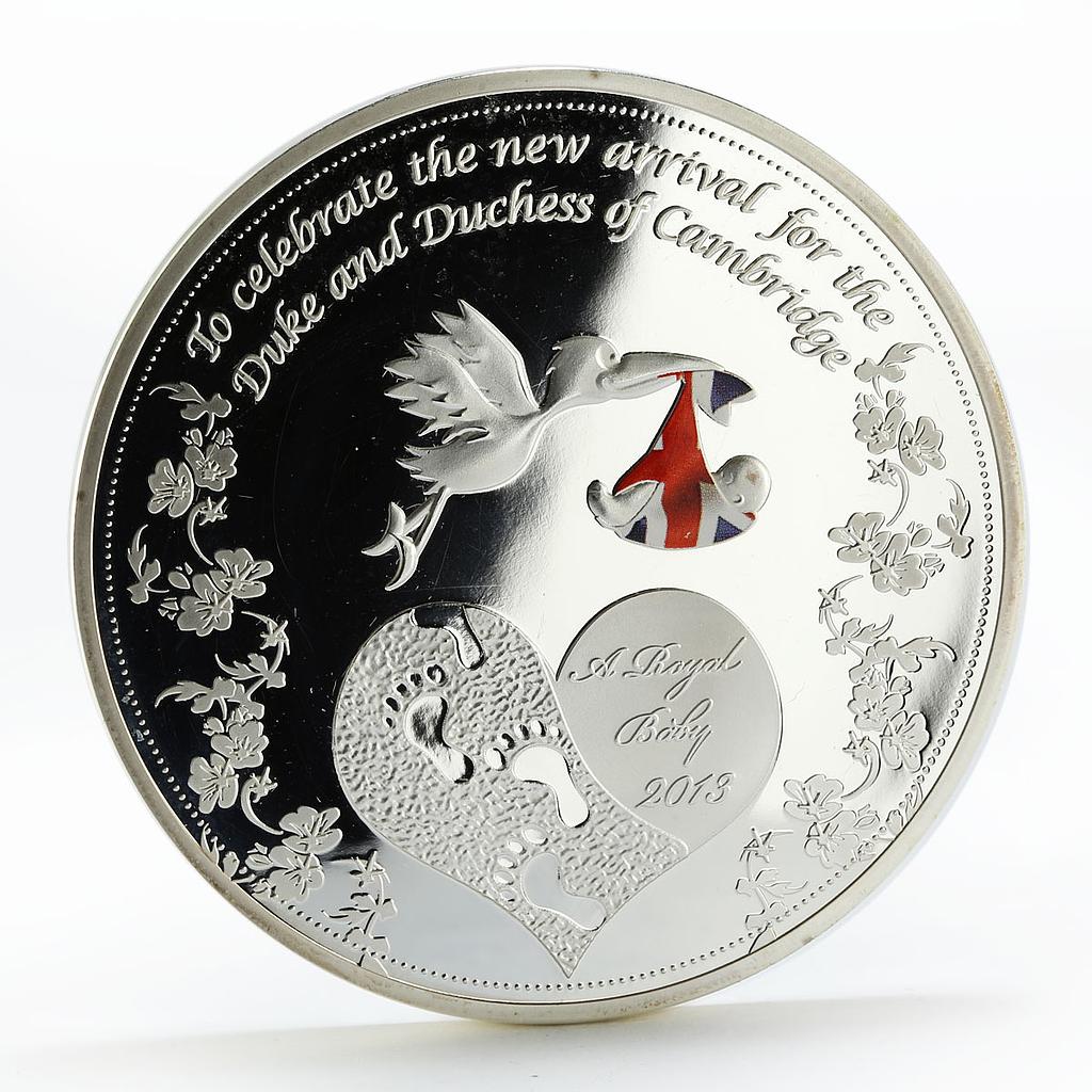 Ghana 1 cedi The Royal Baby Stork Bird proof colored silverplated Cu coin 2013