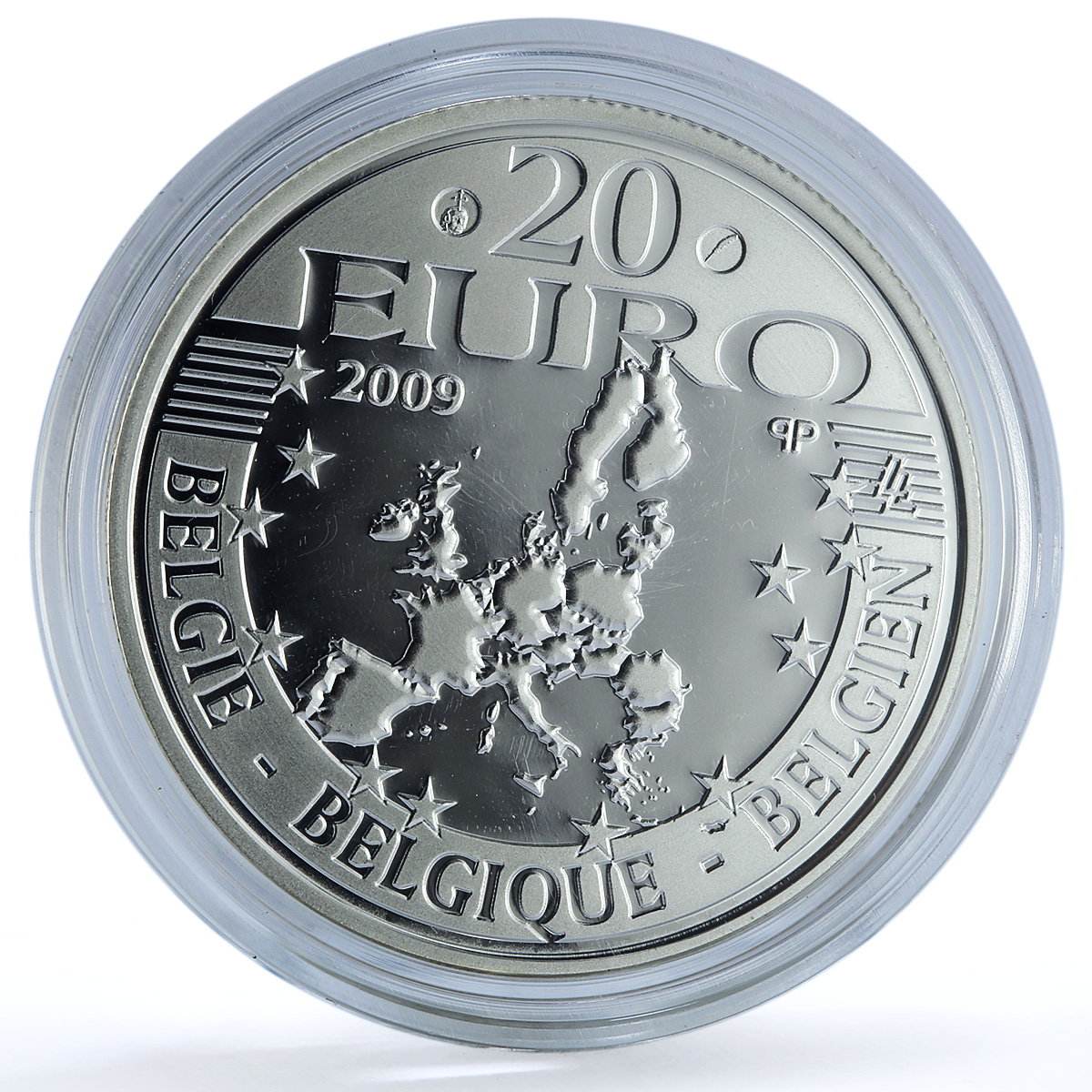 Belgium 20 euros Damian DeVeuster KM-287 Church proof silver coin 2009 Belgium 20 euros Damian DeVeuster KM-287 Church proof silver coin 2009