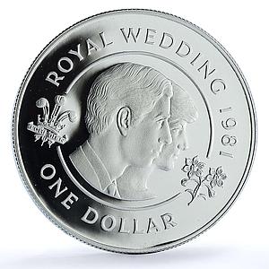 Bermuda 1 dollar Wedding KM-28a Charles Diana Flowers proof silver coin 1981