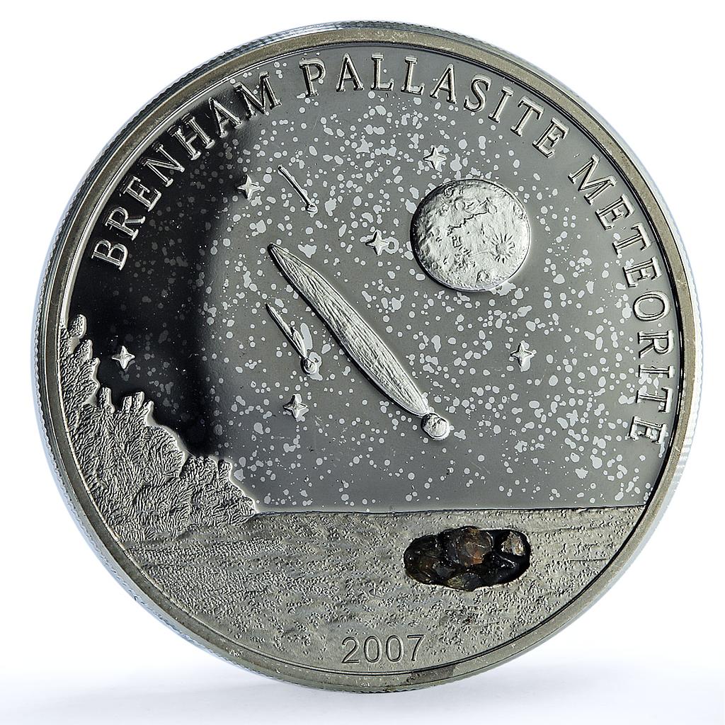 Cook Islands 5 dollars Brenham Pallasite Meteorite KM-763 Space silver coin 2007 Cook Islands 5 dollars Brenham Pallasite Meteorite KM-763 Space silver coin 2007