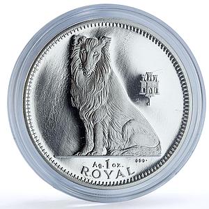 Gibraltar 1 royal Collie KM-318a Best Friends Dog proof silver coin 1995
