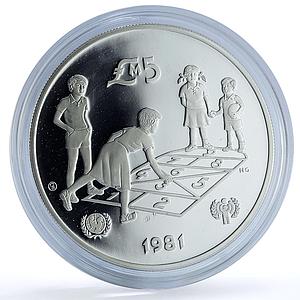 Malta 5 liri Year of the Child KM-53 UNICEF proof silver coin 1981