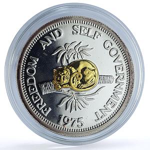 Solomon Islands 30 dollars Freedom Self Government Gilt X#1 silver coin 1975
