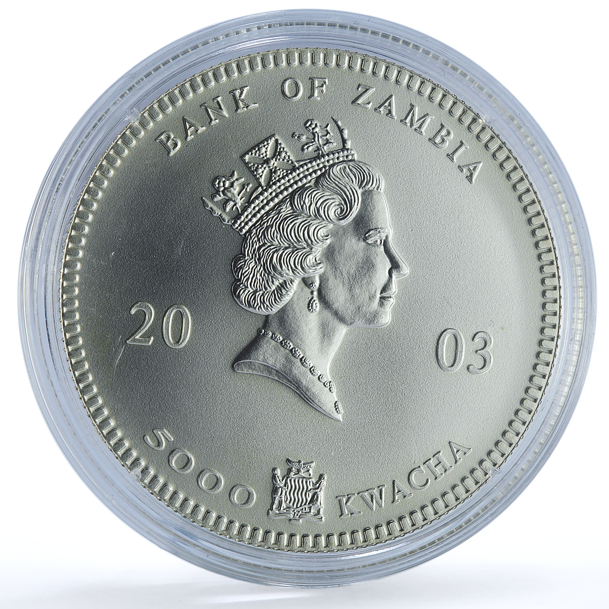 Zambia 5000 kwacha Elephant Matte KM-165 Wildlife Bullion silver coin 2003 Zambia 5000 kwacha Elephant Matte KM-165 Wildlife Bullion silver coin 2003