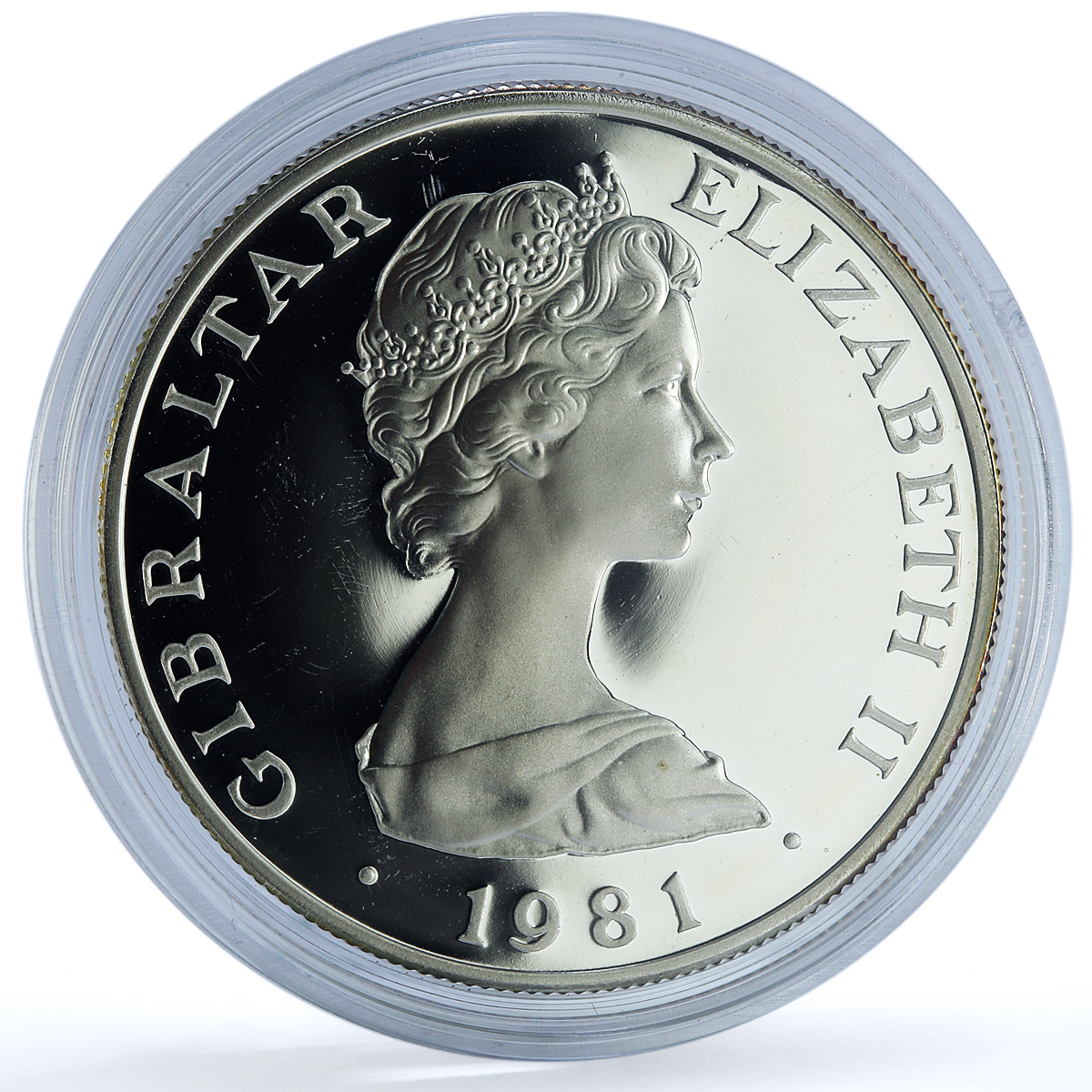 Gibraltar 1 crown Wedding KM-14a Charles Diana proof silver coin 1981