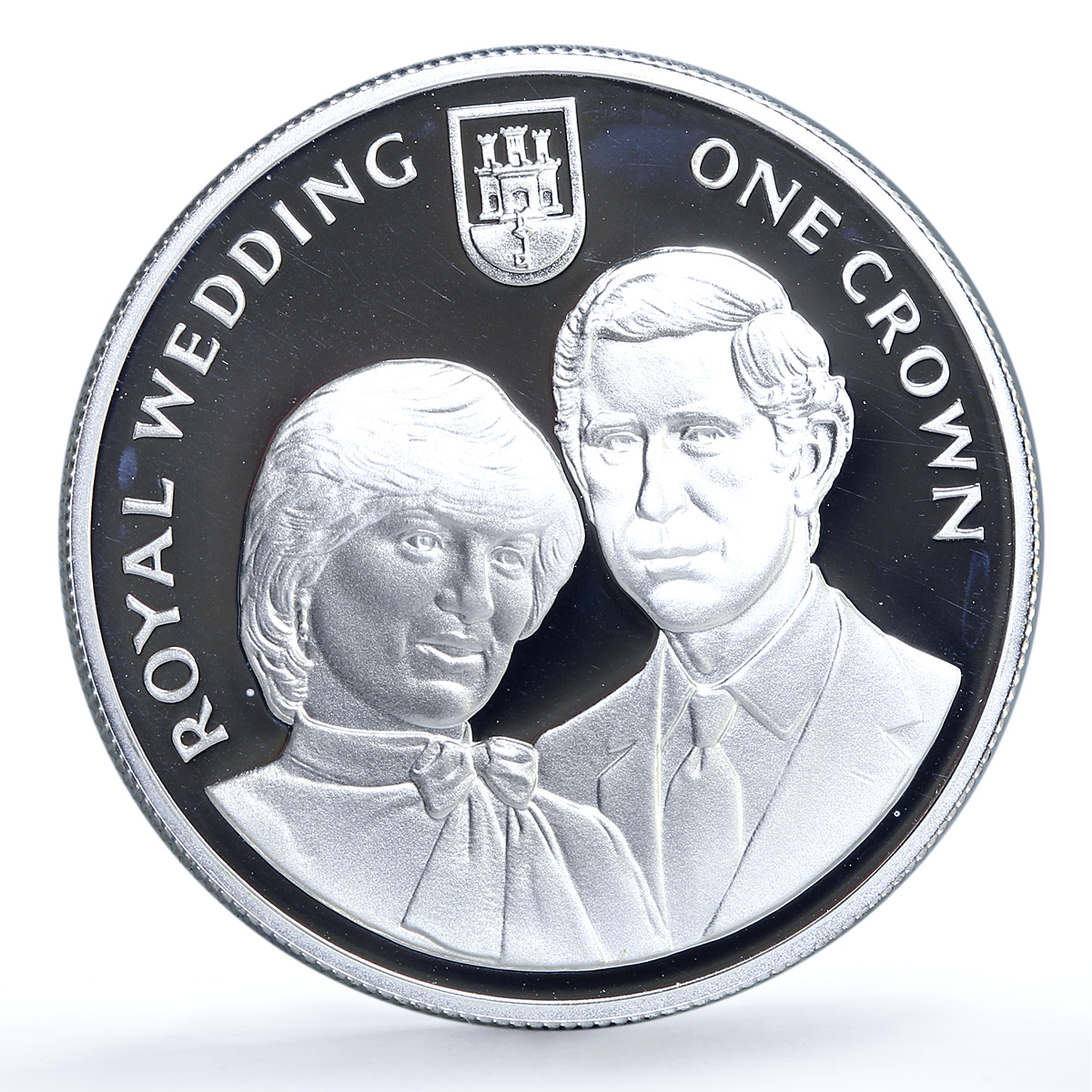 Gibraltar 1 crown Wedding KM-14a Charles Diana proof silver coin 1981