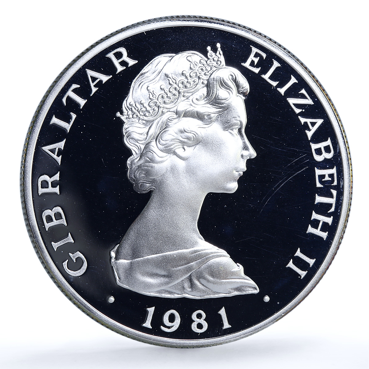 Gibraltar 1 crown Wedding KM-14a Charles Diana proof silver coin 1981