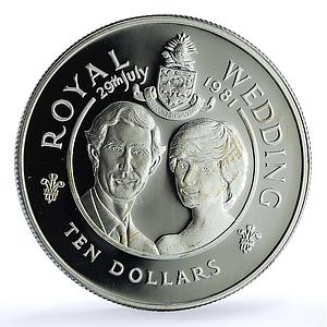 Cayman Islands 10 dollars Wedding KM-68a Charles Diana proof silver coin 1981