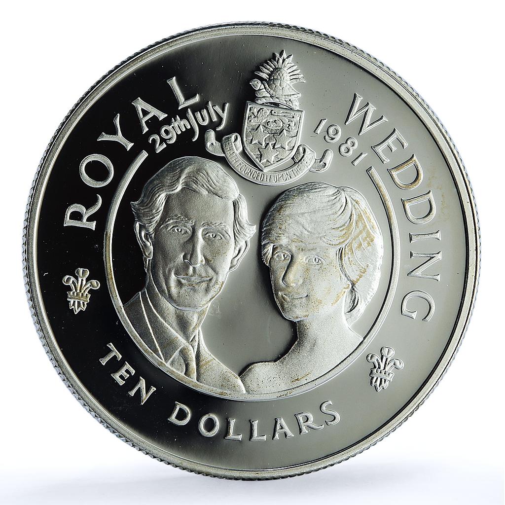 Cayman Islands 10 dollars Wedding KM-68a Charles Diana proof silver coin 1981 Cayman Islands 10 dollars Wedding KM-68a Charles Diana proof silver coin 1981