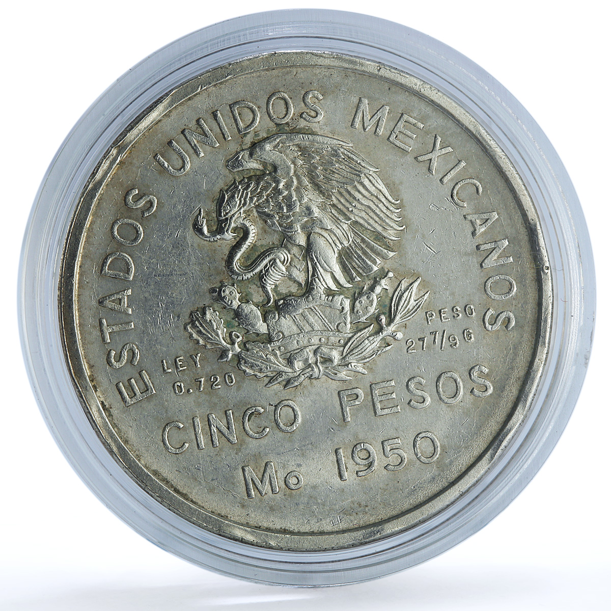 Mexico 5 pesos Opening Southern Railroad KM-466 Train silver coin 1950 Mexico 5 pesos Opening Southern Railroad KM-466 Train silver coin 1950