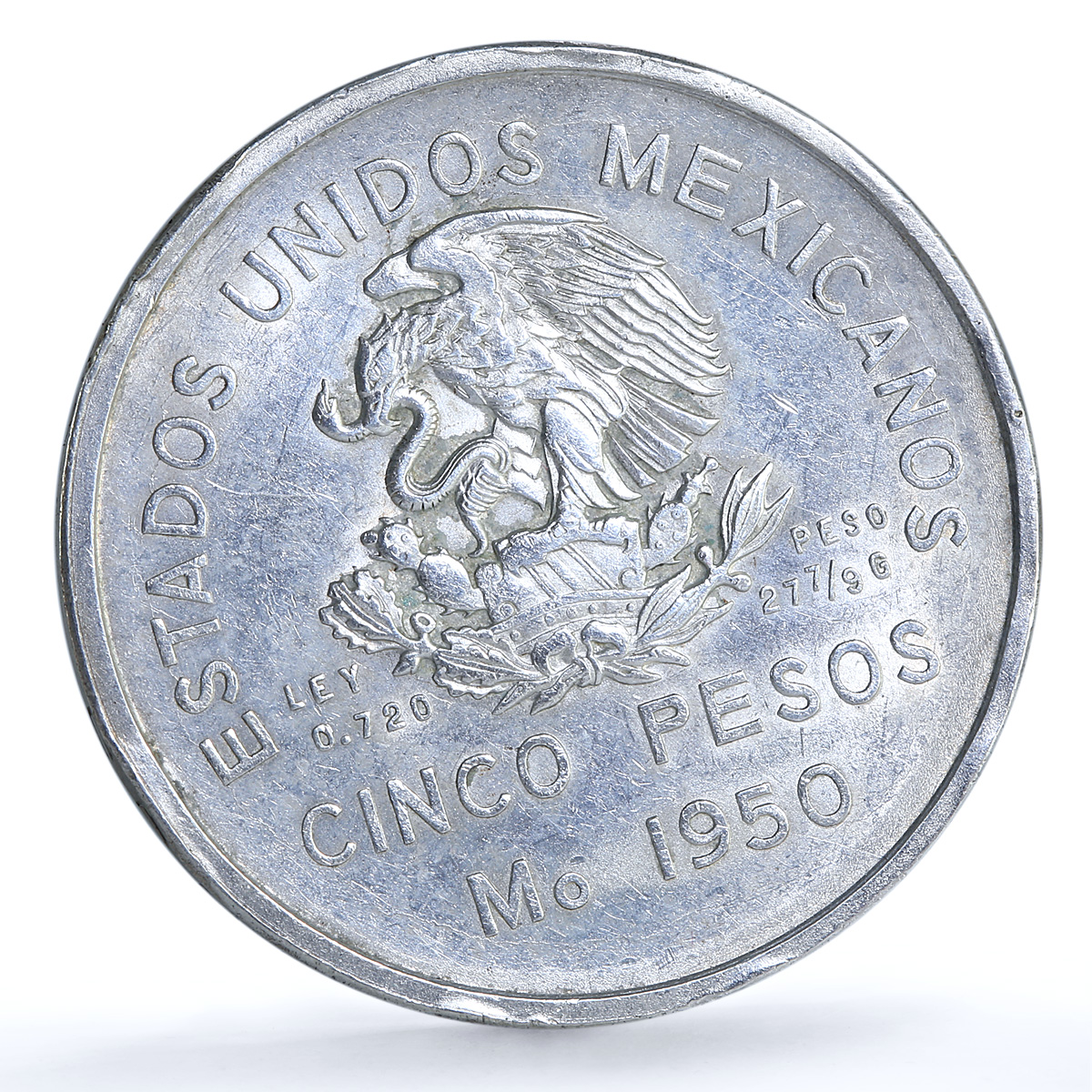 Mexico 5 pesos Opening Southern Railroad KM-466 Train silver coin 1950 Mexico 5 pesos Opening Southern Railroad KM-466 Train silver coin 1950