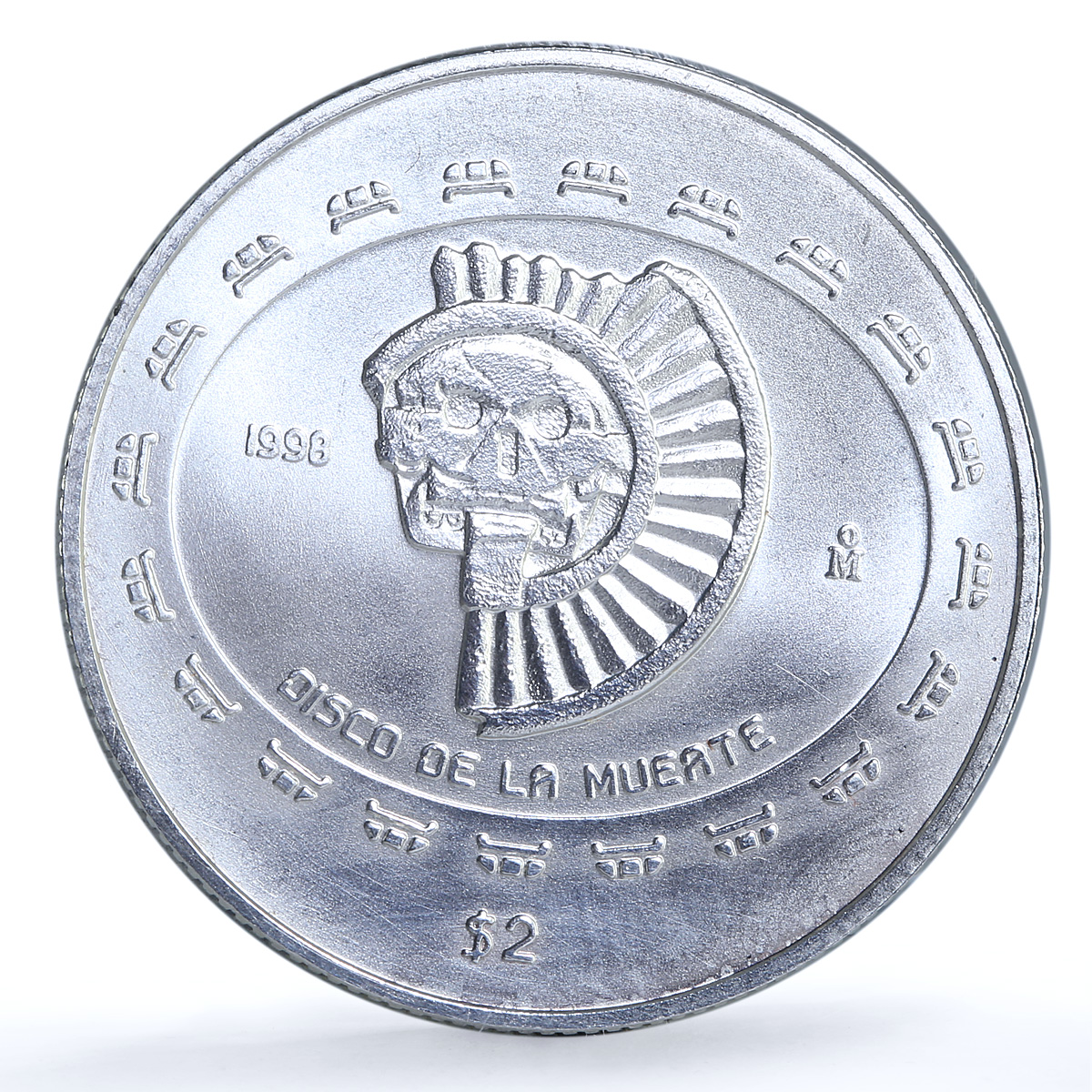 Mexico 2 pesos Disco Muerte KM-618 Precolombina Teotihuacan silver coin 1998 Mexico 2 pesos Disco Muerte KM-618 Precolombina Teotihuacan silver coin 1998
