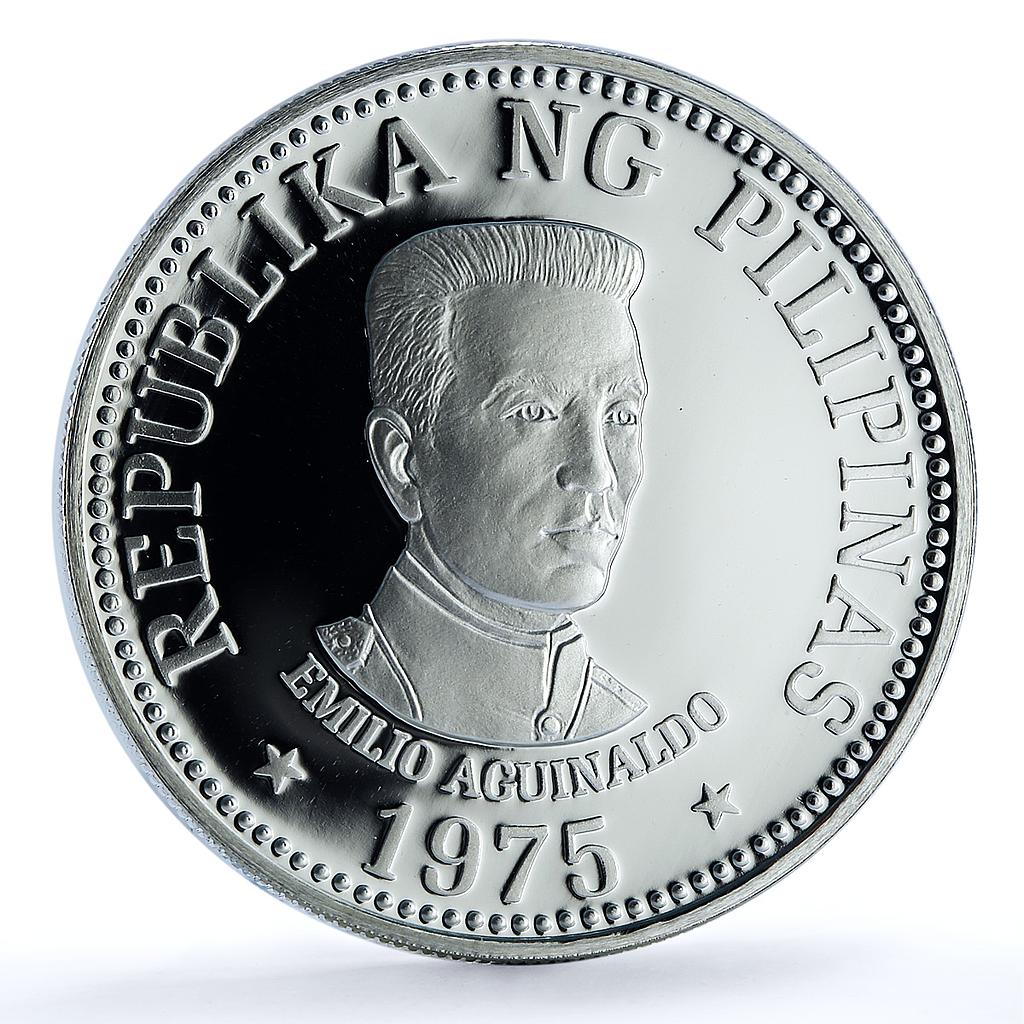 Philippines 25 piso Republic KM-211 Emilio Aguinaldo proof silver coin 1975 Philippines 25 piso Republic KM-211 Emilio Aguinaldo proof silver coin 1975