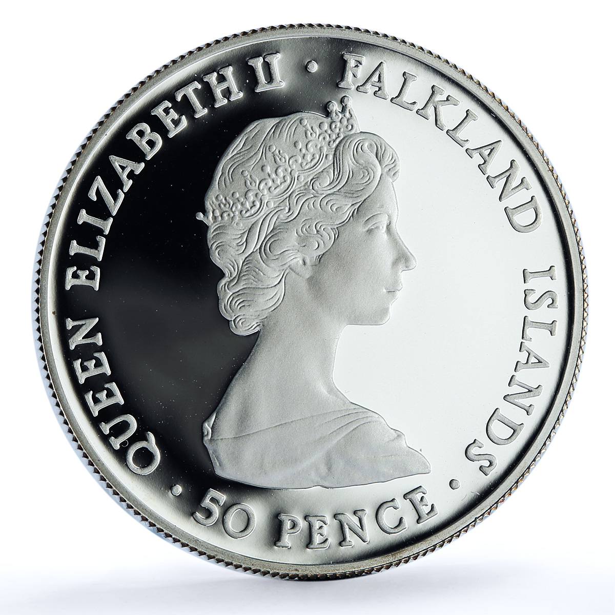 Falkland Islands 50 pence Wedding KM-16a Charles Diana proof silver coin 1981