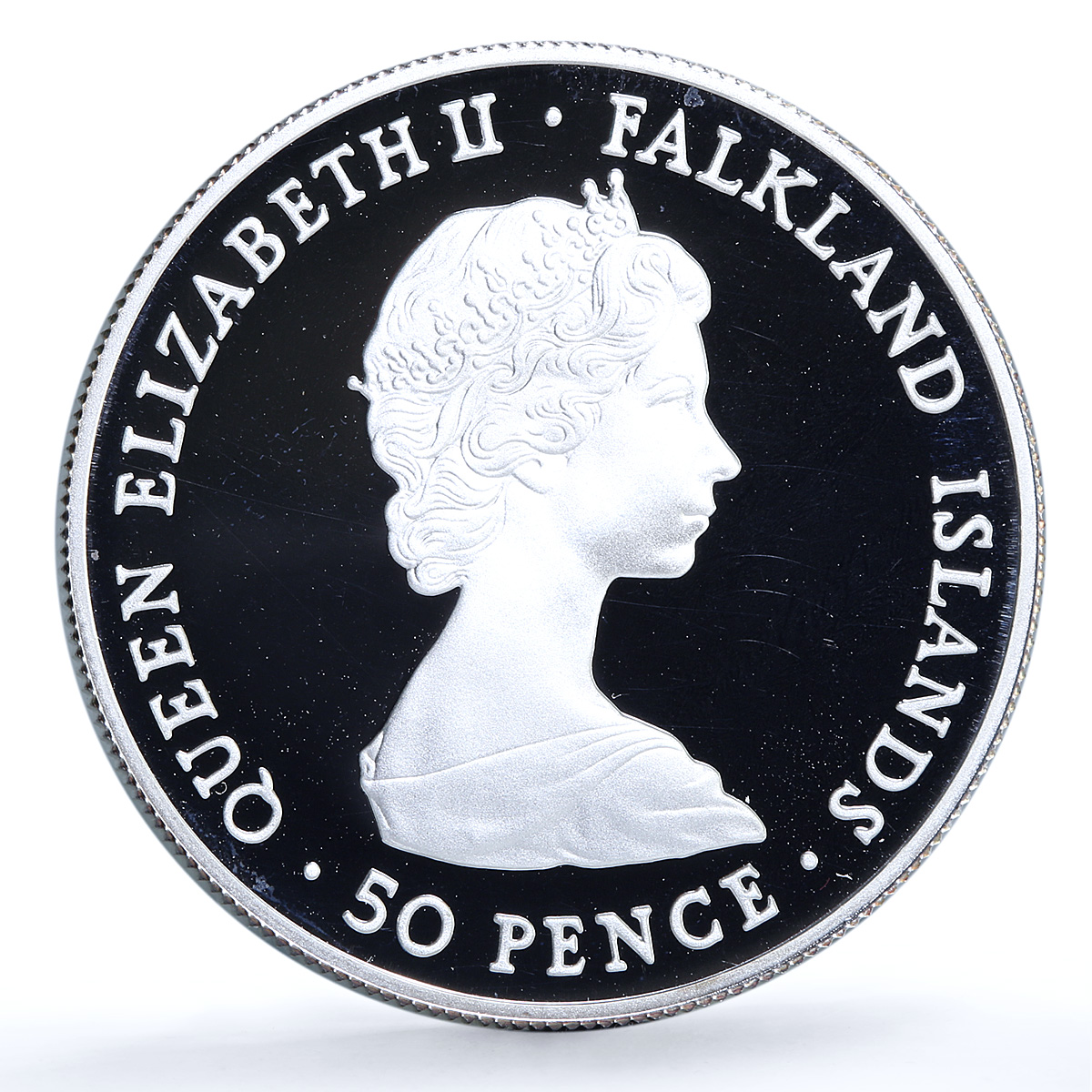 Falkland Islands 50 pence Wedding KM-16a Charles Diana proof silver coin 1981