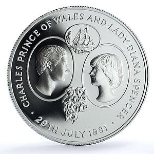 Saint Helena 25 pence Wedding KM-9a Charles Diana Ship proof silver coin 1981